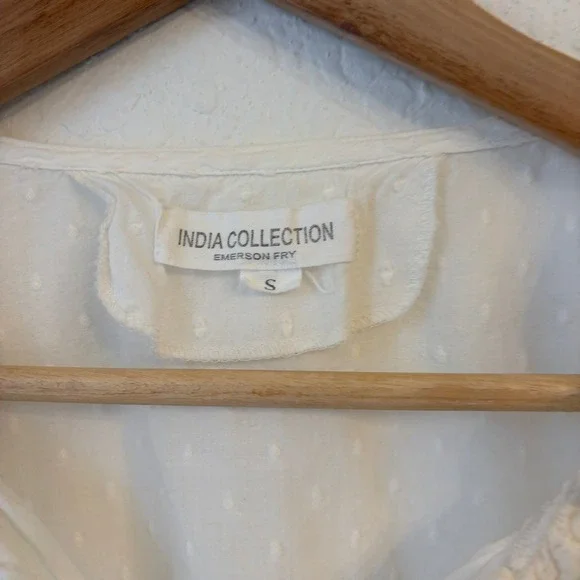 Emerson Fry India Collection Swiss Dot Blouse S Cottage Peasant Boho Coastal - Picture 3 of 11